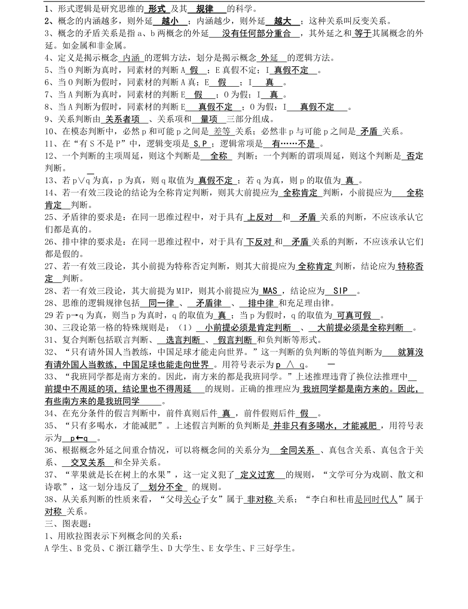 逻辑学试题库及答案-辛苦整理-最全版本.pdf_第1页