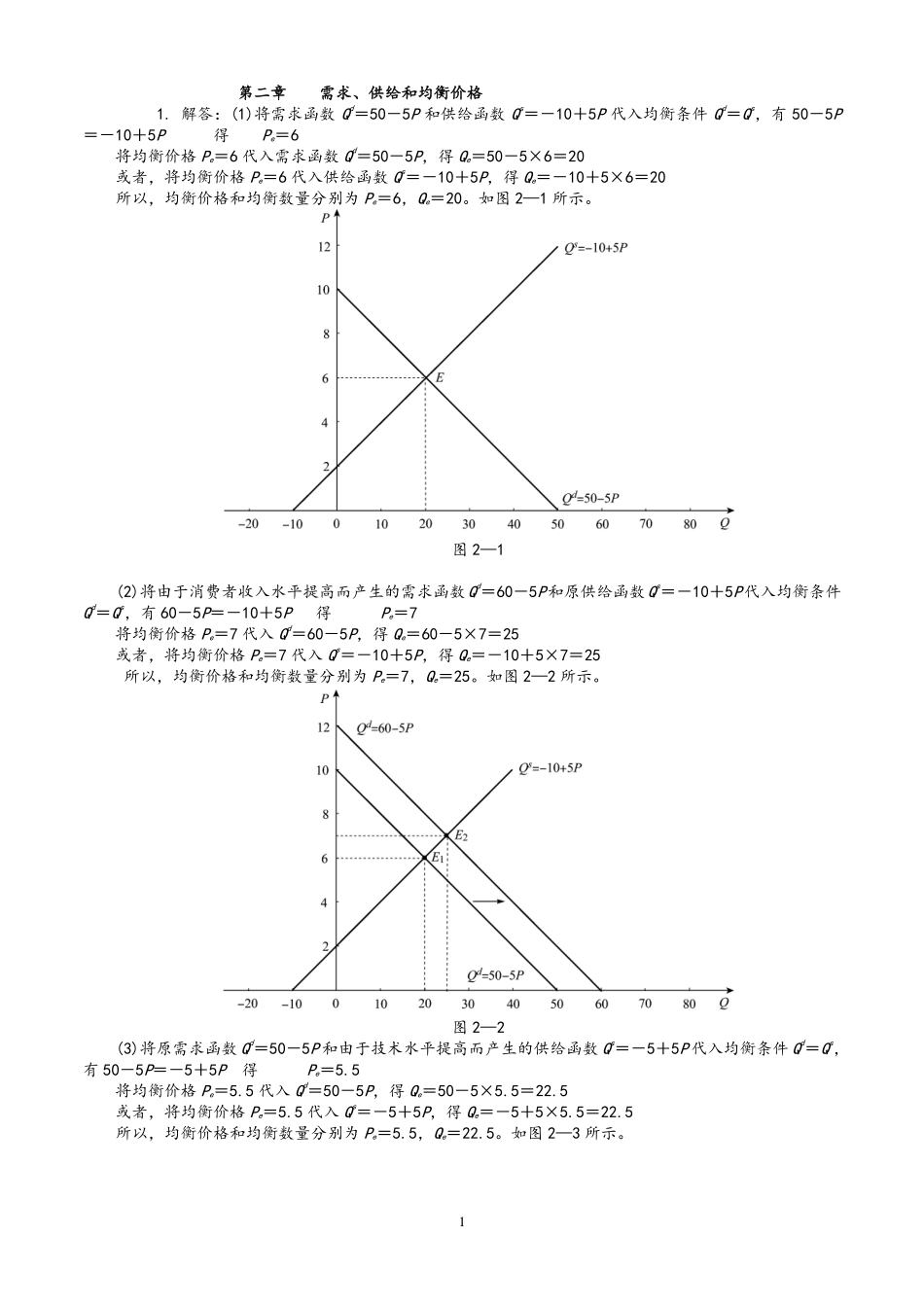 西方经济学微观部分(高鸿业第六版)课后习题答案.pdf_第1页