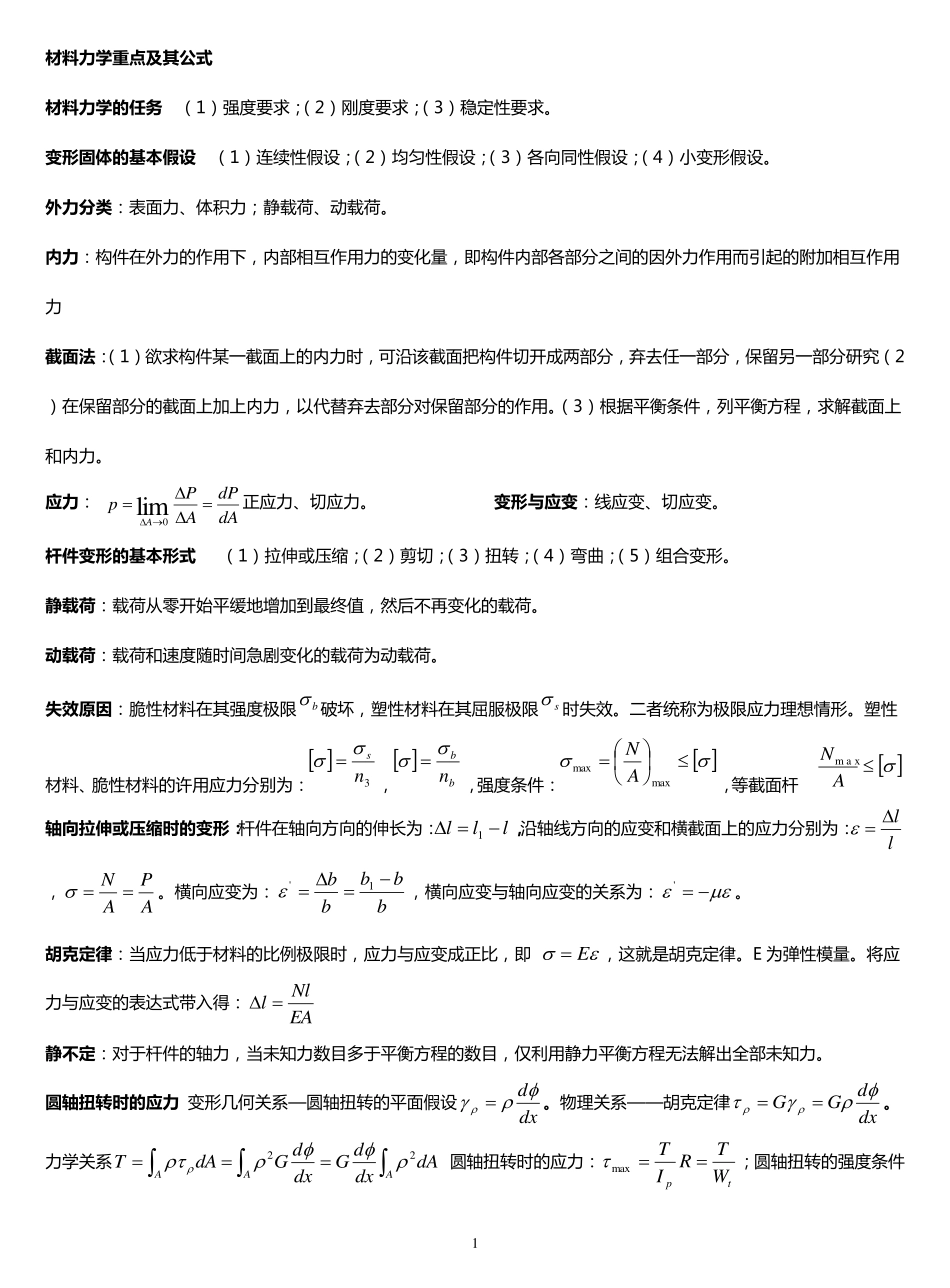 材料力学公式总结完美版.pdf_第1页