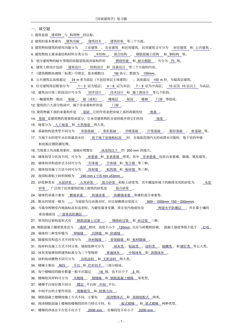 房屋建筑学复习题及答案(精华版).pdf_第1页