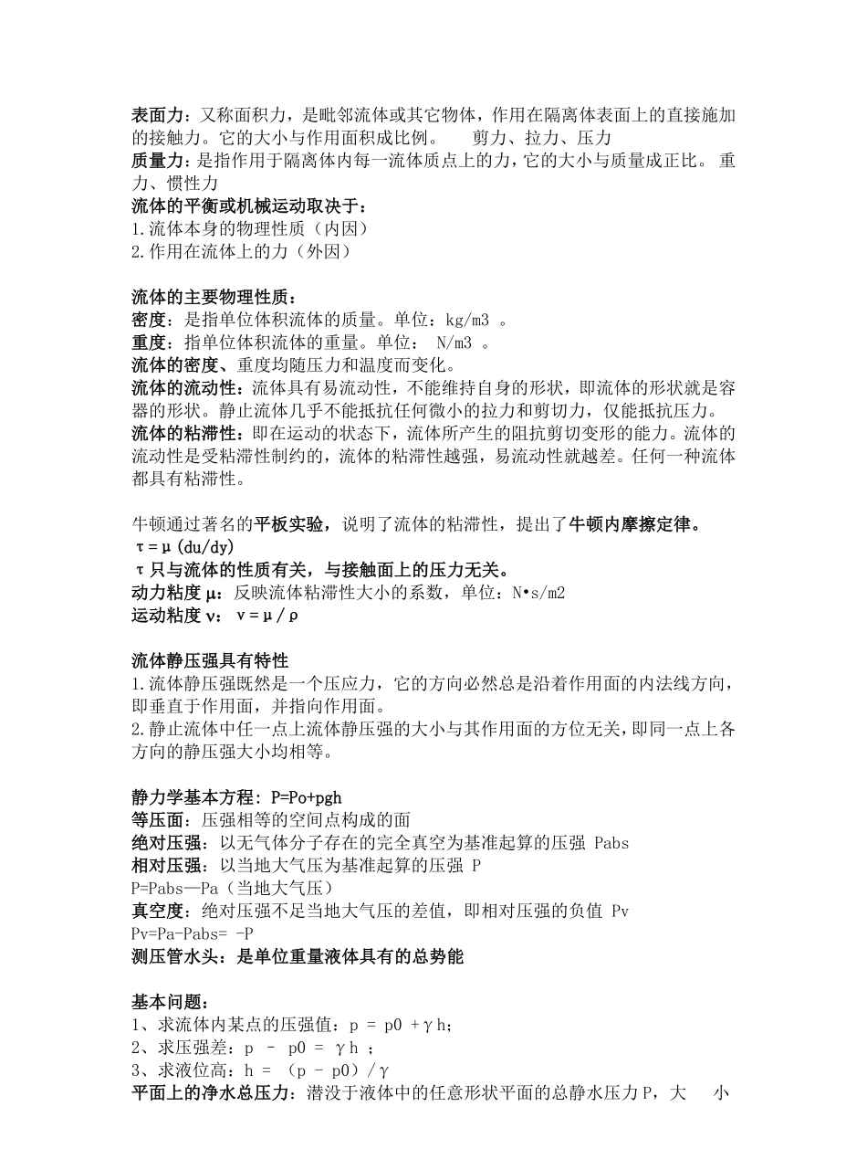 流体力学概念总结(涉及所有重点).pdf_第1页