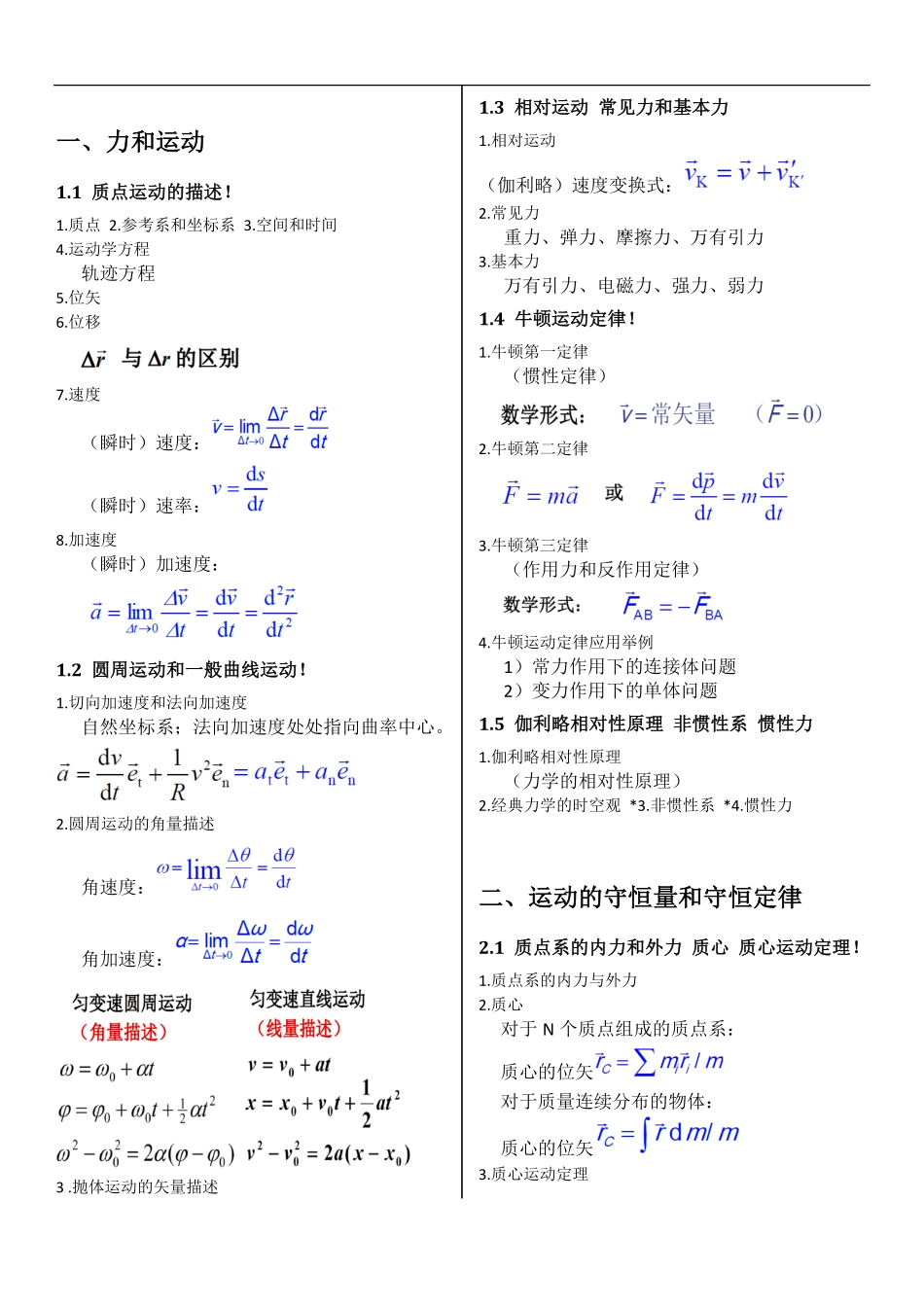 普通物理学(第六版)公式大全.pdf_第1页