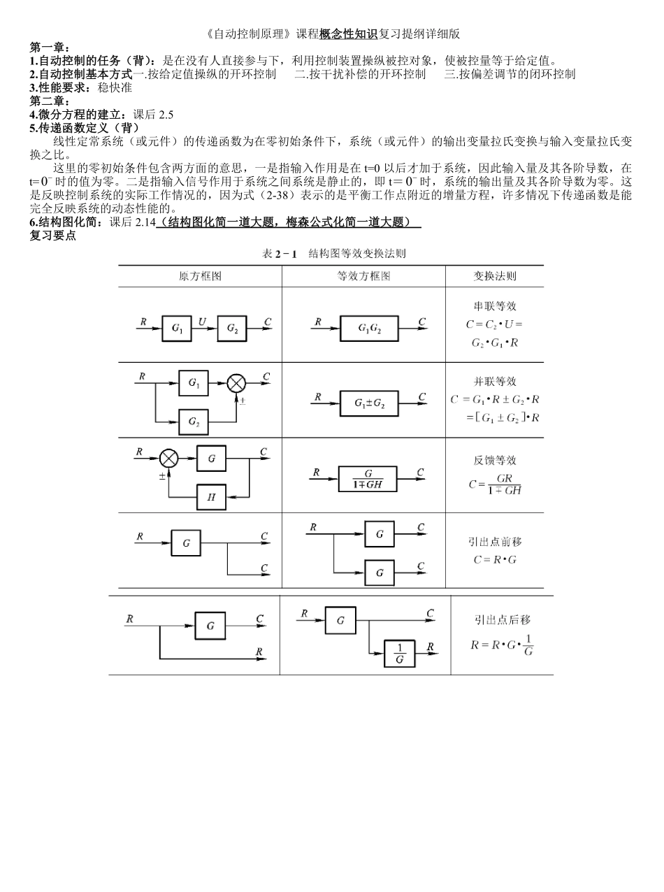 自动控制原理复习提纲(整理版).pdf_第1页