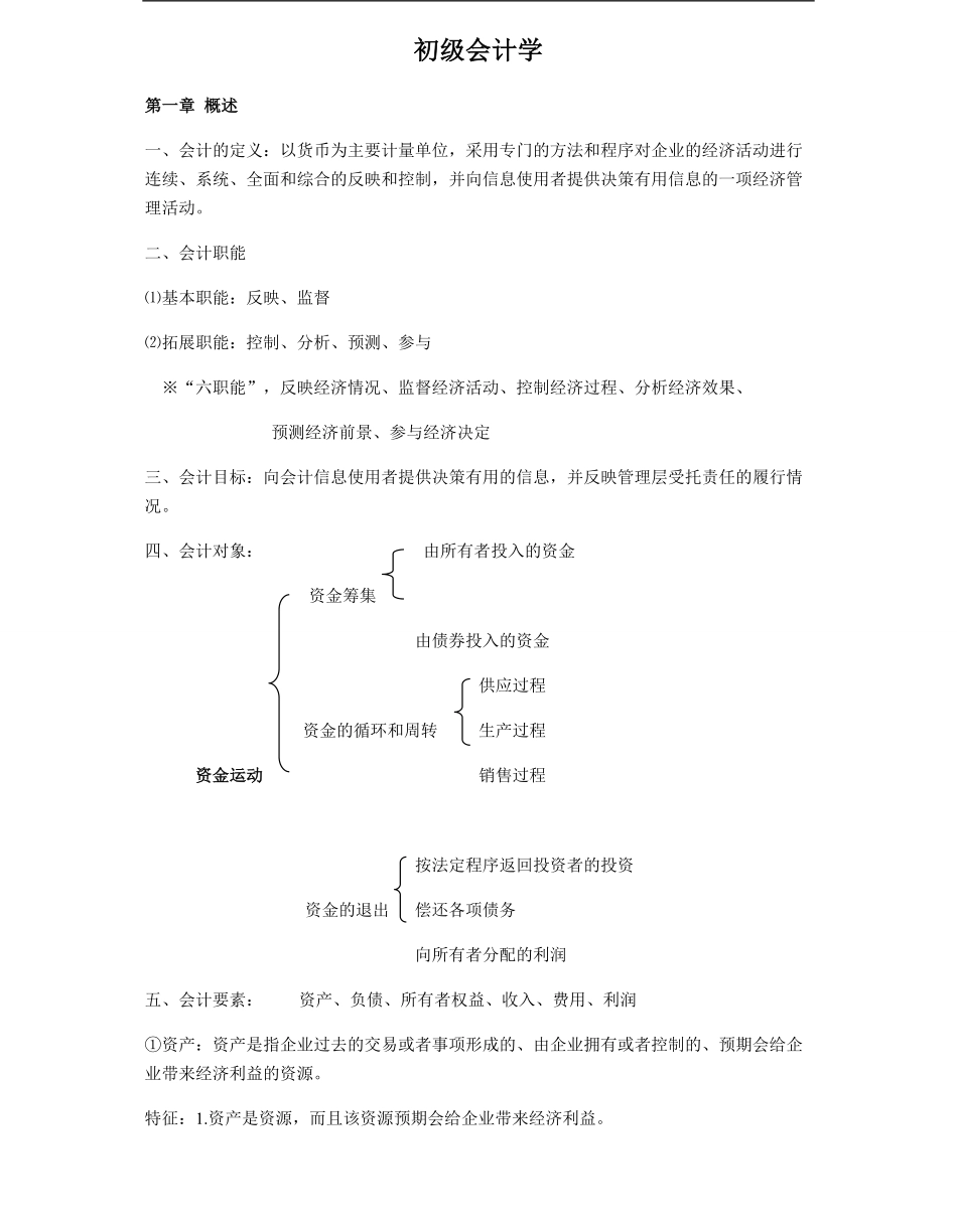 初级会计学复习资料--很多都是自己整理过的.pdf_第1页