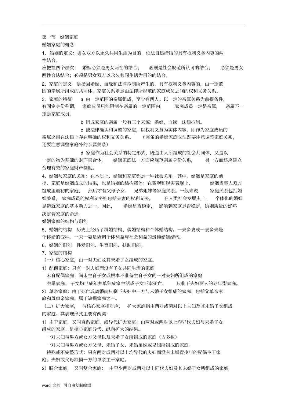 婚姻家庭法所有知识点总结.pdf_第1页