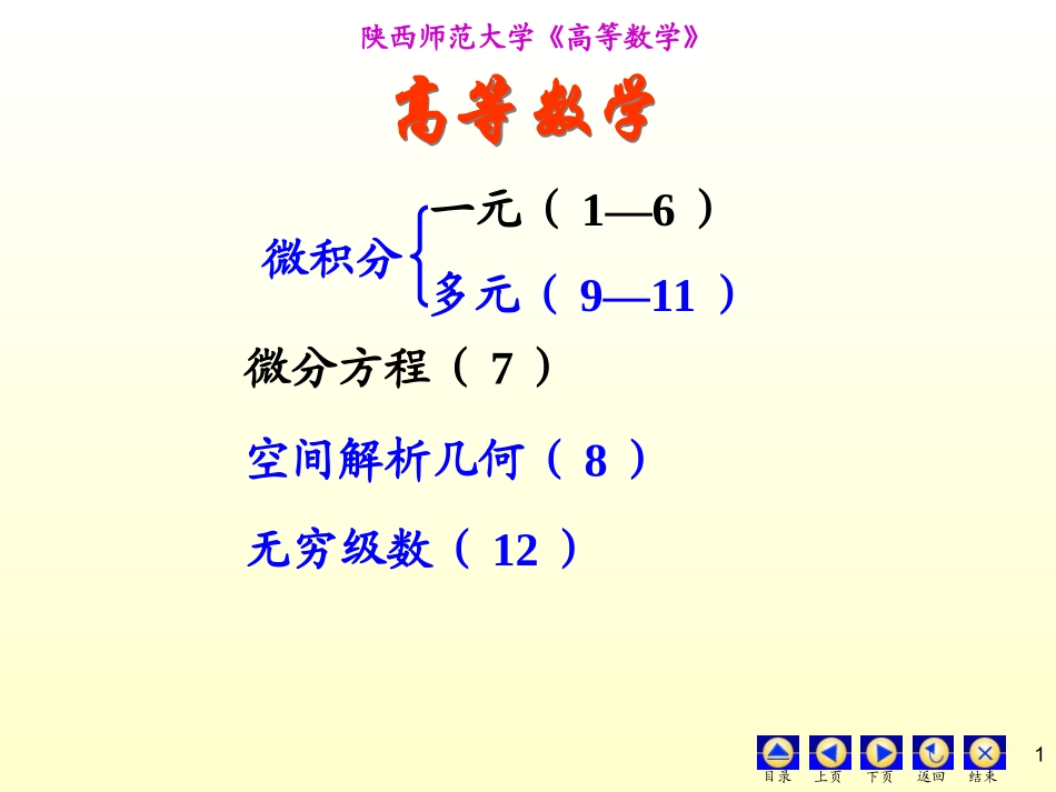 陕西师范大学《高等数学》课件-第8章空间解析几何与向量代数.ppt_第1页